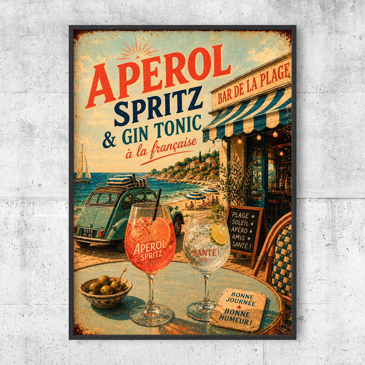 Aperol Spritz & Gin Tonic à la Française - Retro poster