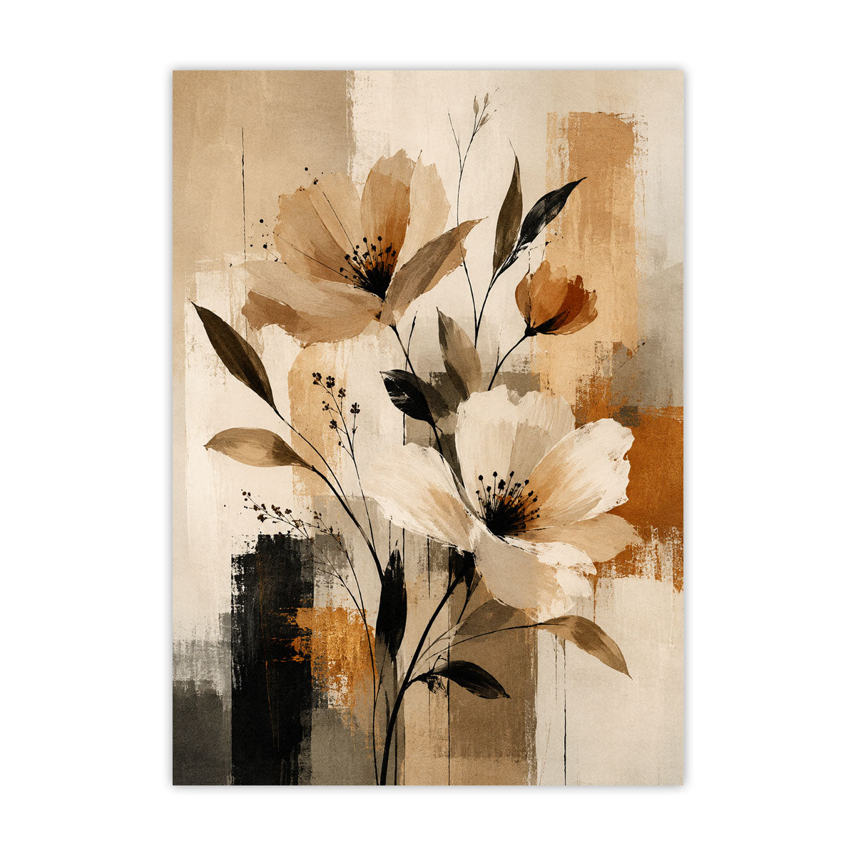 Abstrakta Blommor – Jordnära Harmoni