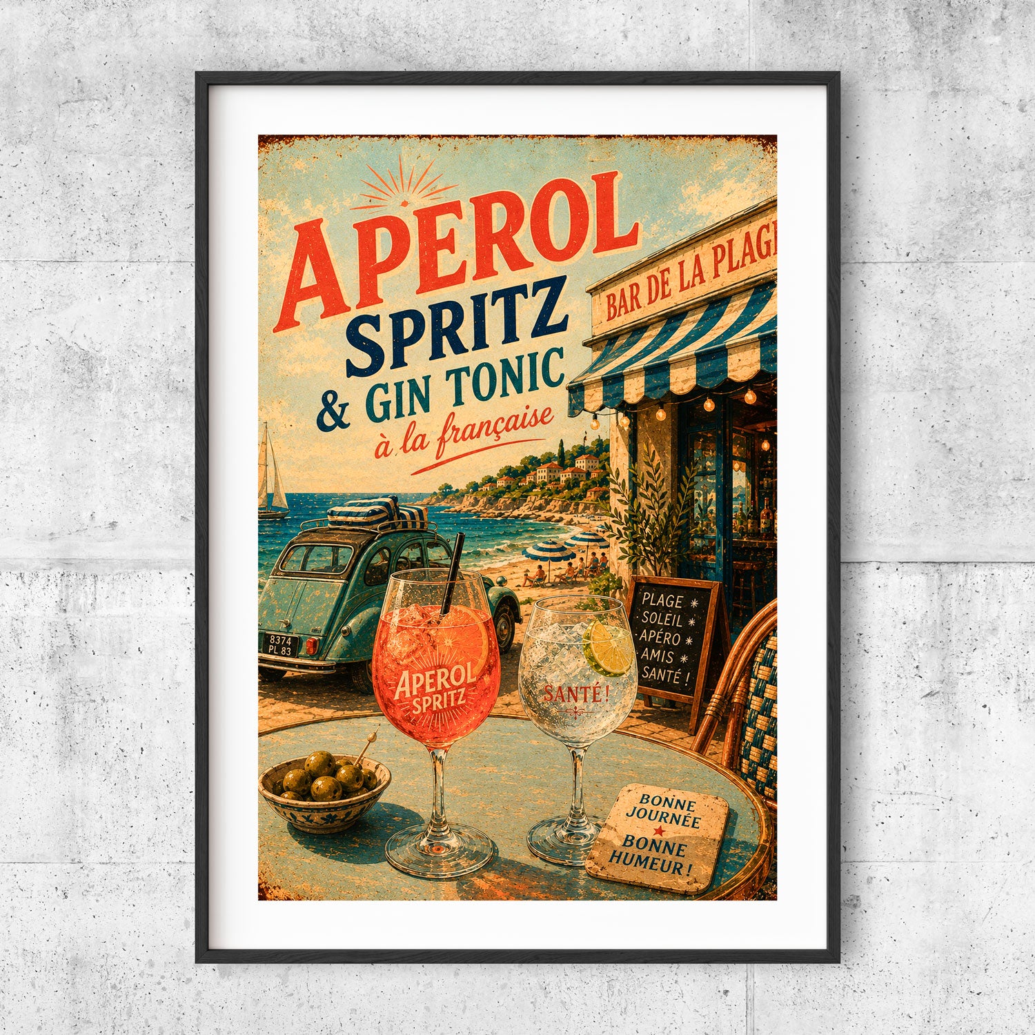 Aperol Spritz & Gin Tonic à la Française - Retro poster