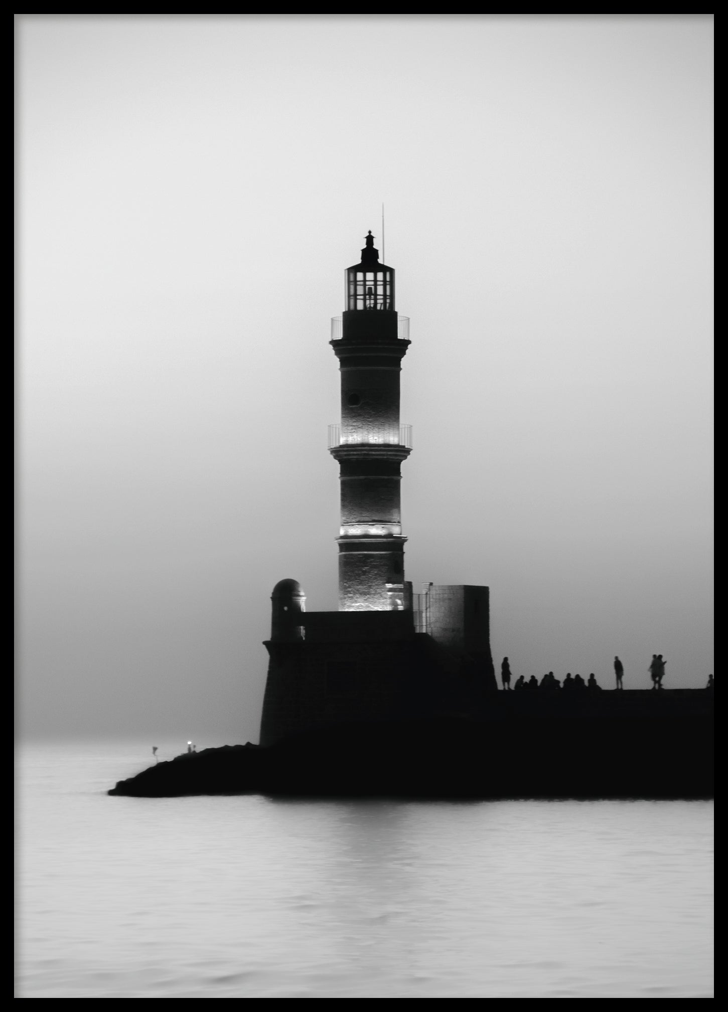 Chania lighthouse black and white