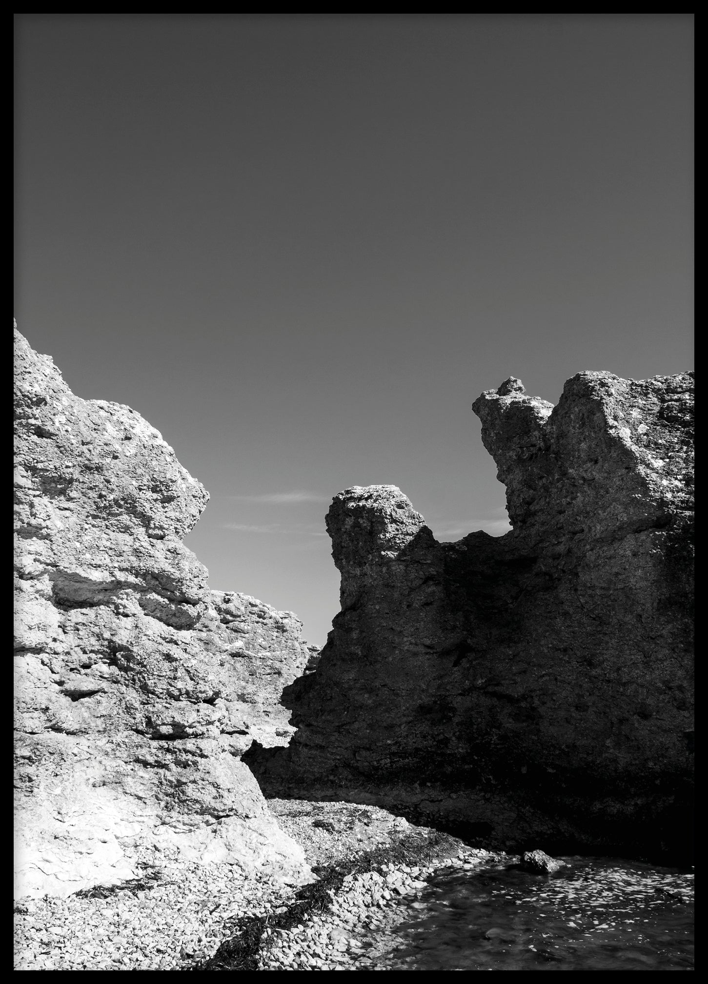 Raukar black and white Gotland poster